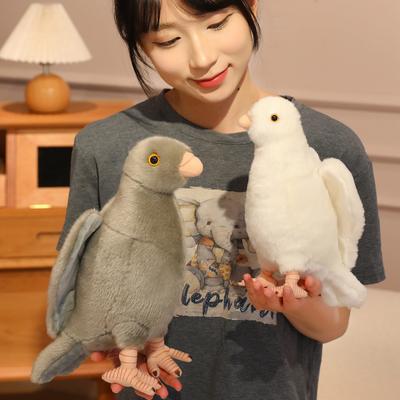 Cute Simulation White Pigeon Doll Plush Toy Little White Pigeon Carrier Pigeon Doll Children Accompany Soothing Doll