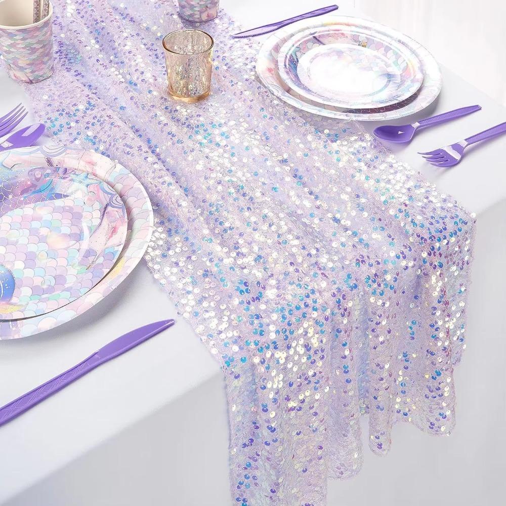 Sparkling Surface Sequin Table Runner Decorative Table Runner Party Tablecloth Mermaid Party