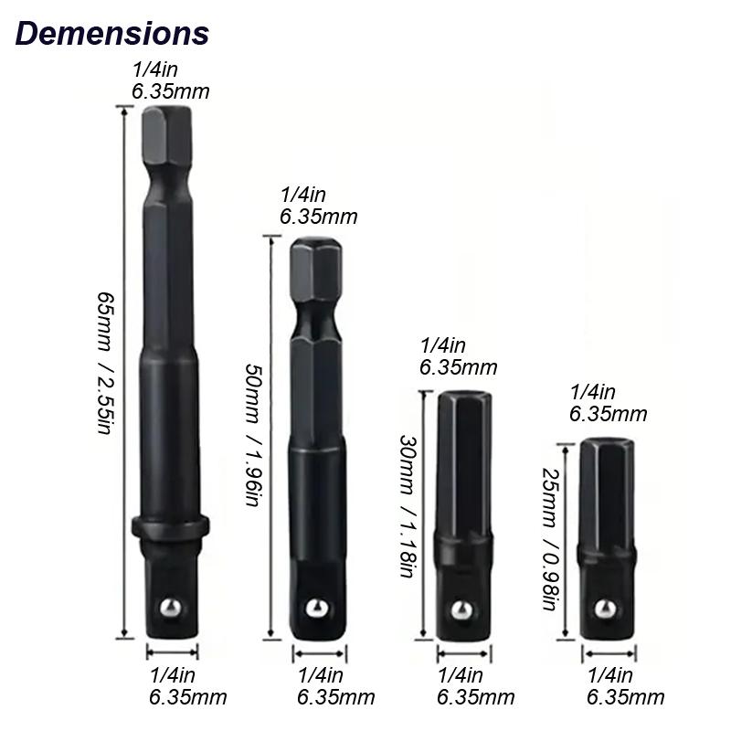 Adaptor Hexagonal 1/4 la Pătrat pentru Mașină de Găurit cu Impact, Cheie, Mașină de Înșurubat, Convertor Pătrat, Bit, Articulație de Conversie, Tijă de Extensie