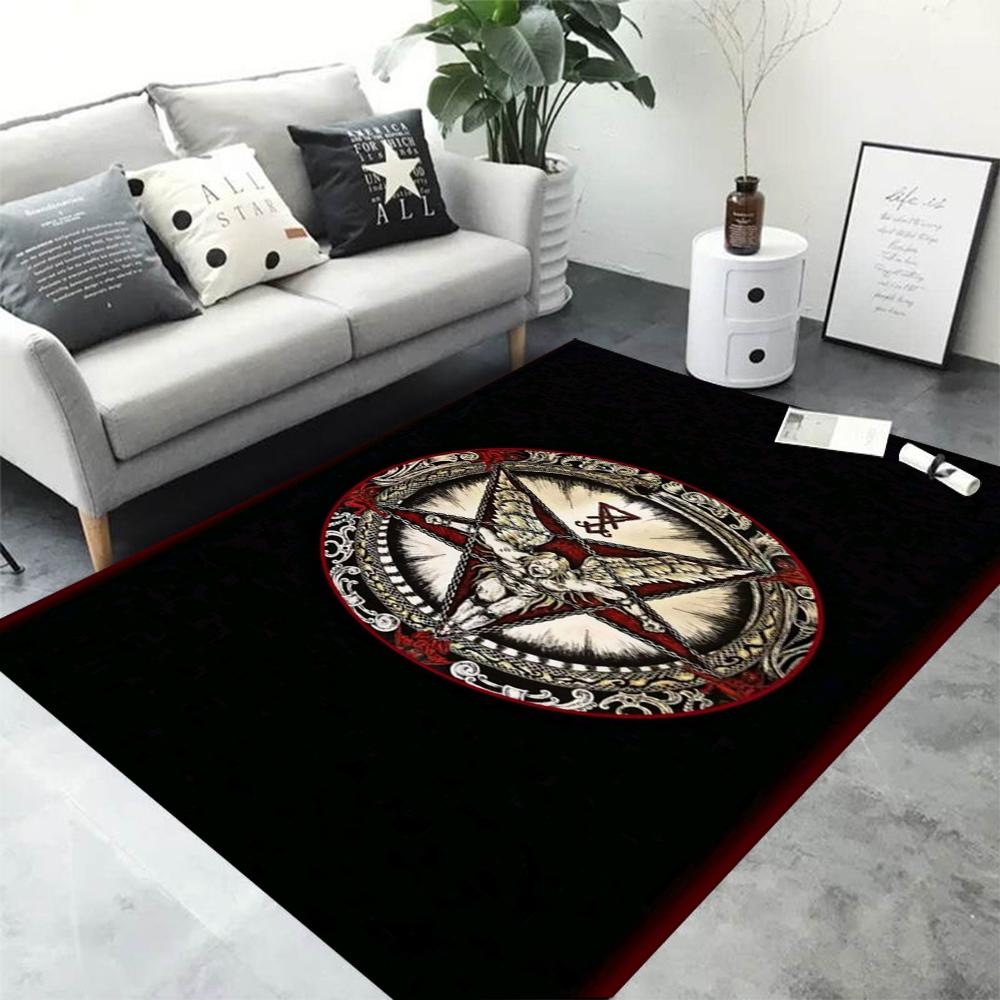 Satanic Satan Area Rug Carpet Demon Skulls Ouija Board Gothic Mat Doormat for Living Room Bedroom Home Decor Witchcraft Supplies