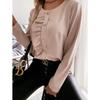 Long Sleeve Ruffle Button Blouse2022 Autumn Long Sleeves Ruffles Button Blouses