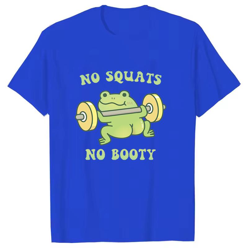No Squats No Booty Letter Pattern Tshirts Unisex Women Unisex Casual Loose Round Neck Creative Personalized Shirts Street Harajuku