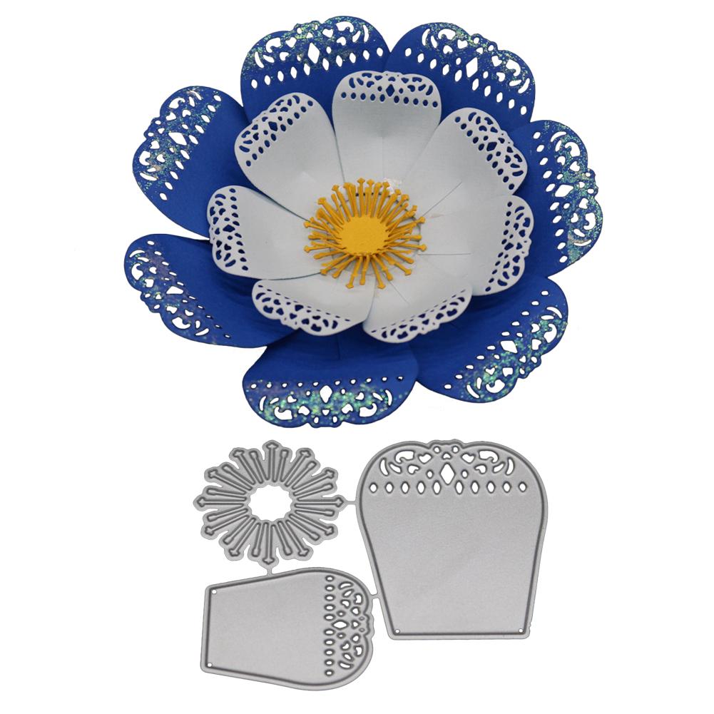 

Flower Frame Metal Silvery Stencil Embossing Cutting Dies For Diy Scrapbooking Paper Album Cards Making серый