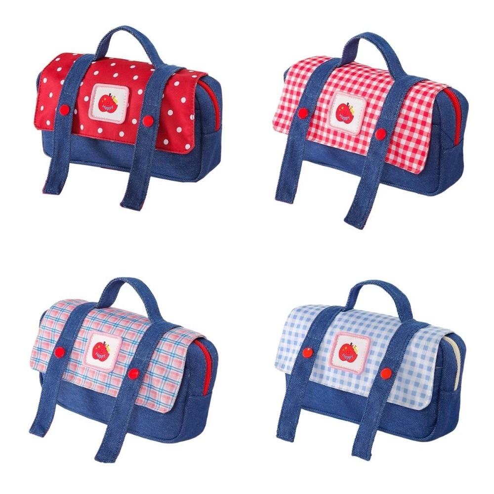 Plaid and Dots Fruit Cowboy Pencil Case Denim Dopamine Pencil Pouch Grid Stationery Bag  Girls