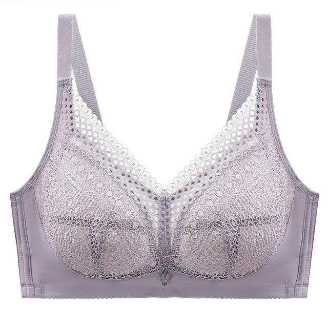 Plus Size Bra Underwear Lace Women Thin Cup No Steel Ring Large Cup Underwear Adjustable Bra Push Up