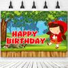 Cartoon Little Red Riding Hood Backdrop Girl Birthday Decorations Party Supplies Baby Shower Banner Photo Shoot Props Kids Gifts