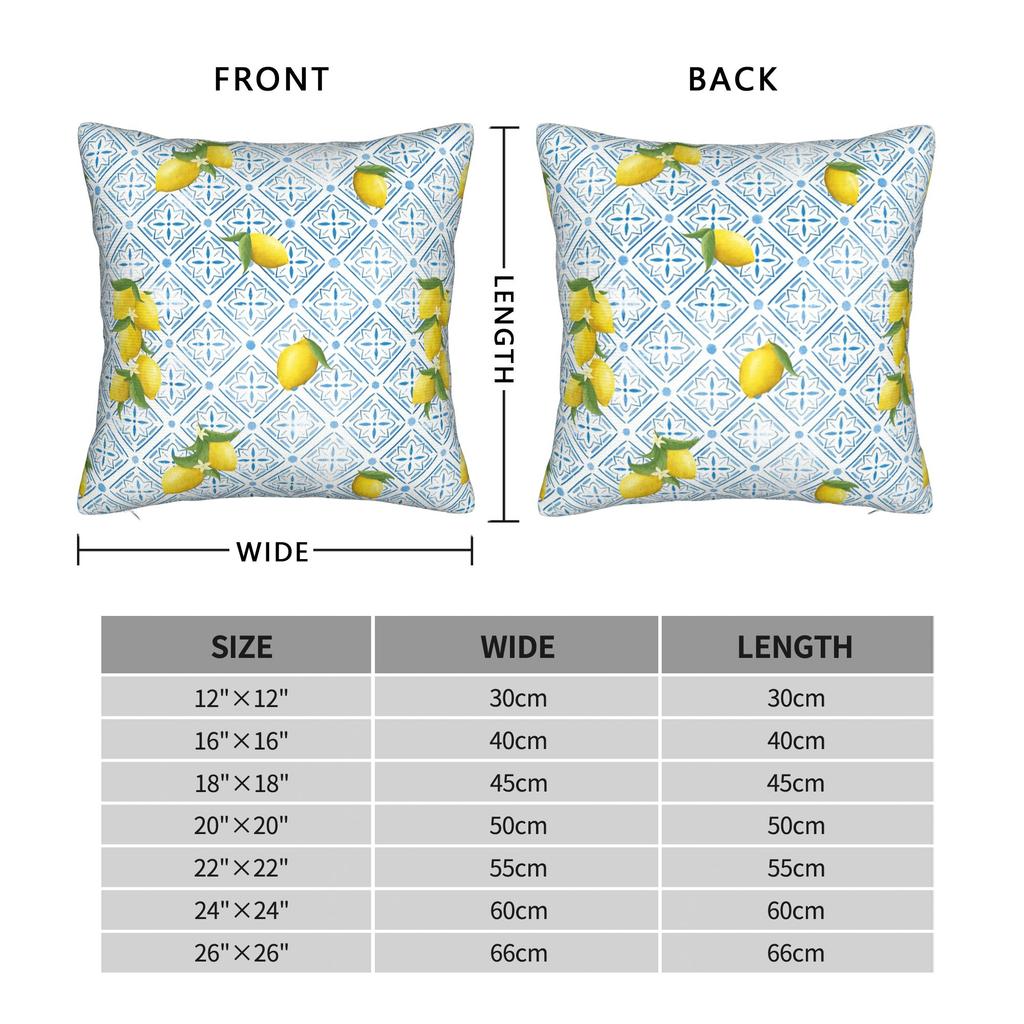 Lemon and Blue Pattern Pillow Case Soft Pillow Cover For Sofa Car Home Decor Novelty Cushion Cover