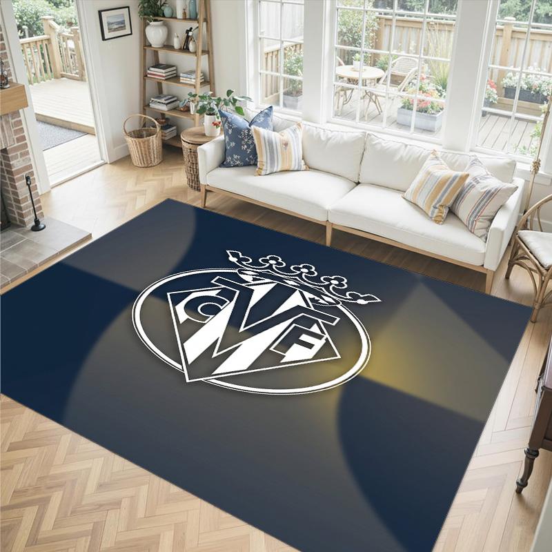 Villarreal FC Design Crystal Velvet Carpet Cozy Non?Slip Printed Rug For Bedroom Living Room Entrance