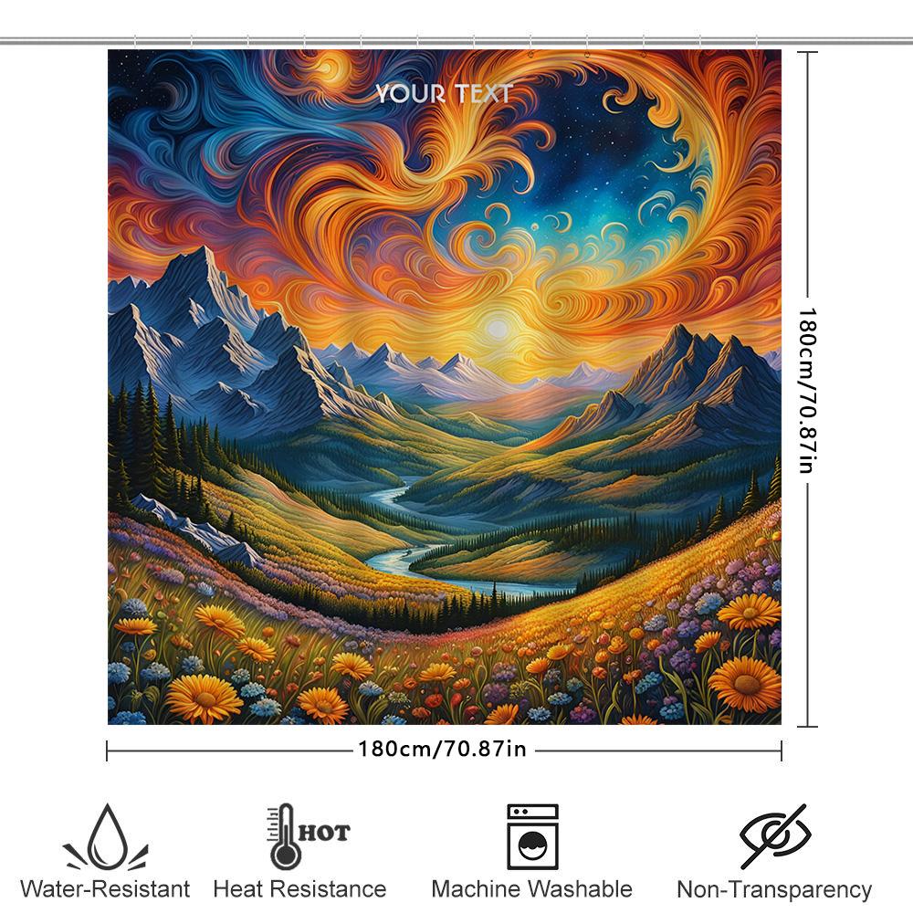 Sunset Mountain Majesty: Scenic Landscape Pattern Shower Curtain For A Tranquil And Inspiring Bathroom Dcor