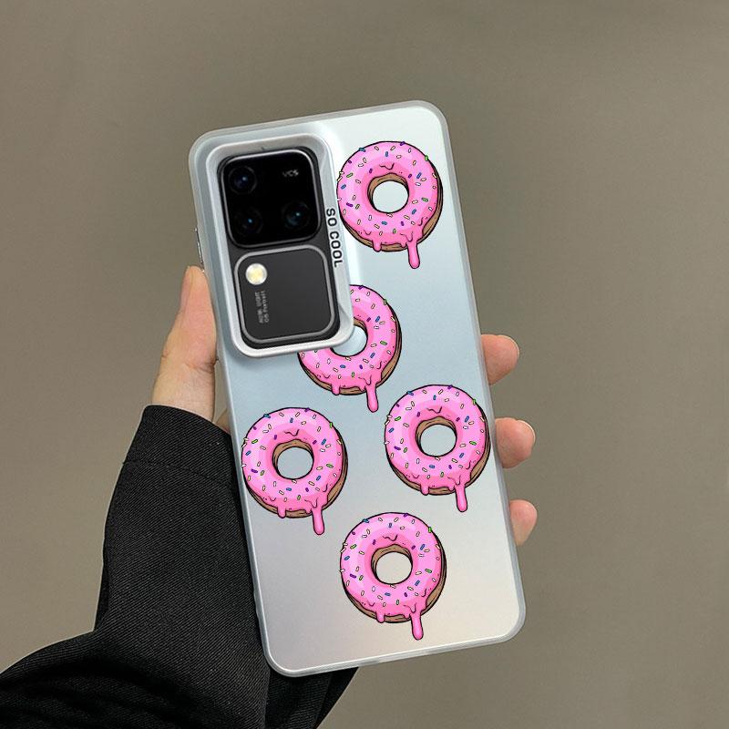 For Samsung Galaxy S21 S23 S24 FE S25 S24 S23 S22 Ultra Plus Laser Phone Case Sweet Fabulous Pink Donut Cookies Bread Cake Cover