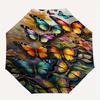 Butterfly Garden Automatic folding umbrella  simple eight rib design, bright color pattern, durable iron frame, ideal for travel and outdoor