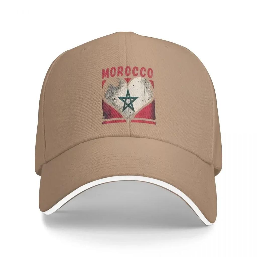Vintage Moroccan Flag Heart Casual Baseball Cap I Love Morocco Gym Trucker Hat Spring Sun Visor Women Men y2k Cool Baseball Caps