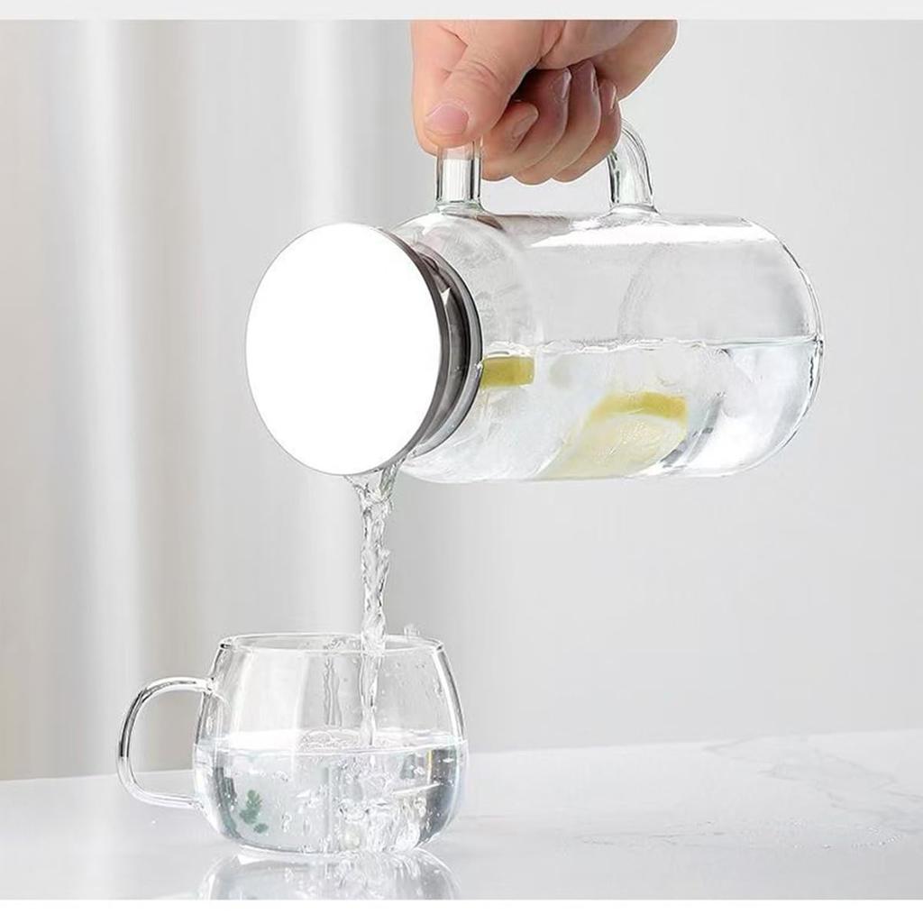 Barley Tea Pitcher, 1500ml Teapot, Stovetop-Safe, Stainless Steel Lid, Refrigerator-Safe, Wide Mouth, Easy to Clean
