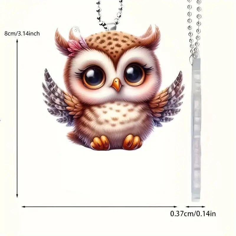 Acrylic Cartoon Playful Owl Pendant For Car Decoration And Cute Interior Accessories