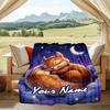 1PC Custom Name Squirrel Dreams Moonlight Flannel Blanket Versatile,all-season Throw Suitable for the Living Room,bedroom,camping,travel,and Gift