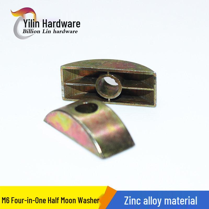 

Four-Sided Half-Moon Zinc Alloy M6 Furniture Connector Gasket
