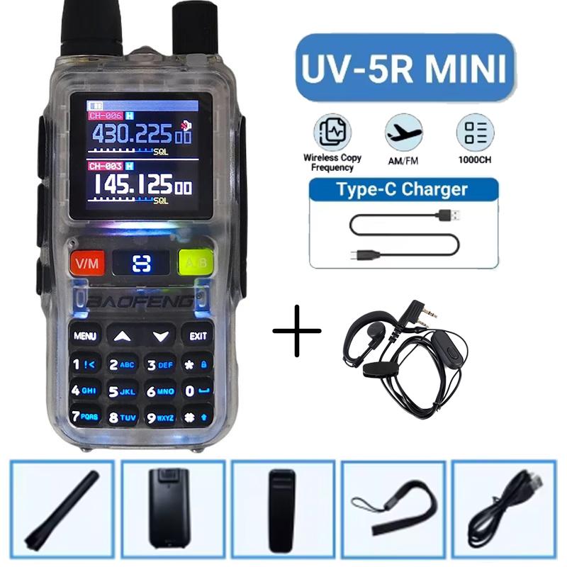 Baofeng 5R Mini Walkie Talkie Dual PTT Bluetooth APP Programming Grey Black Multi Band AM Wireless Copy Frequency Two Way Radios
