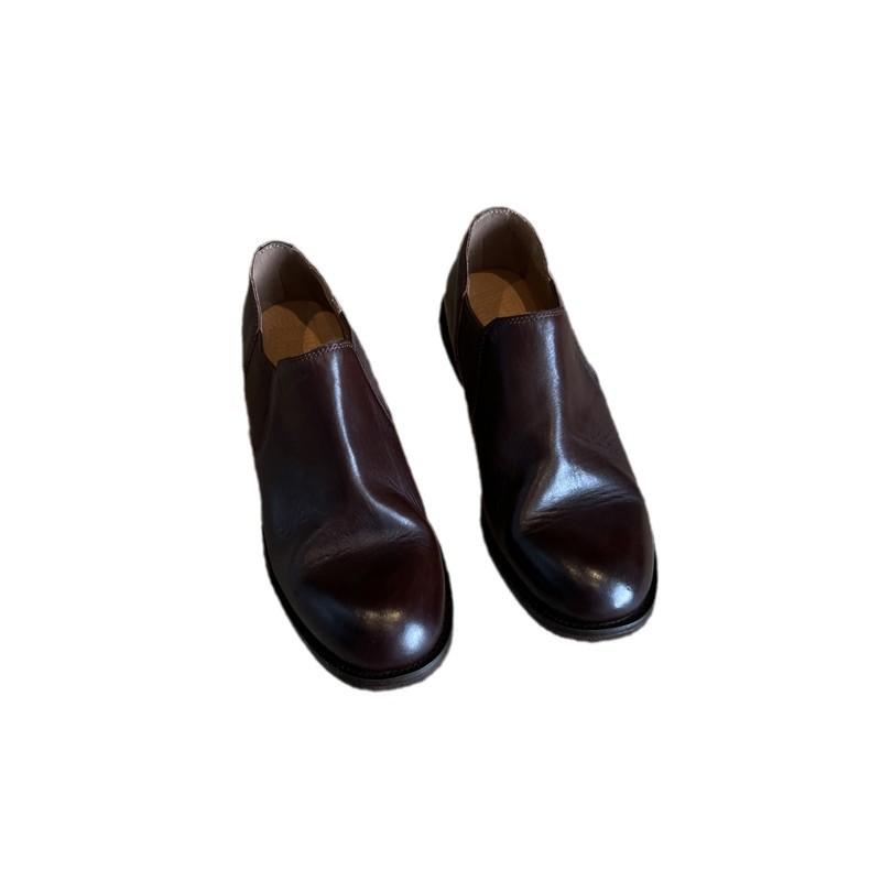 Wersja ze skóry bydlęcej~ Prawdziwa skóra miękka powierzchnia niski obcas gruby obcas retro mokasyny pojedyncze buty damskie jednolity kolor dojazdy jeden pedał małe skórzane sh