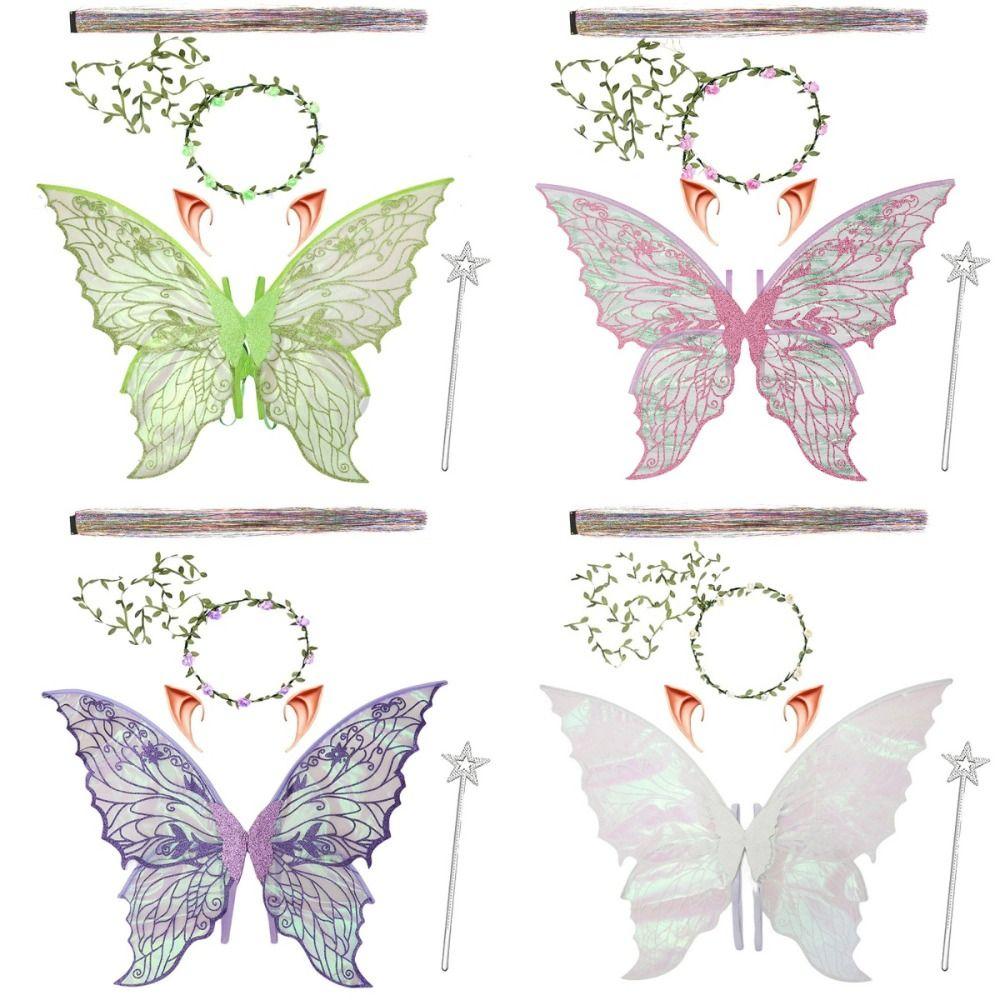Gift Adults & Girls Fairy Wings Sparkling Organza Angel Wings Butterfly Wings for Halloween, Cosplay, Party