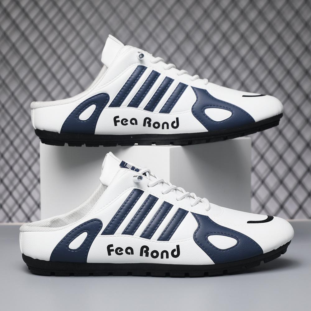 

Spring new men s shoes trend breathable lazy half-support board shoes leather surface sports men s one-pedal casual shoes men 39