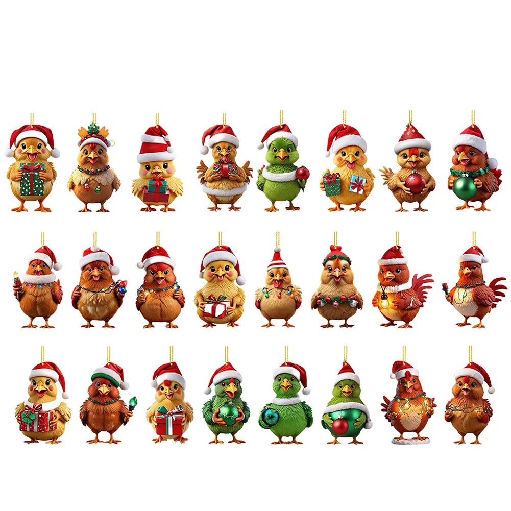 Рождественский адвент-календарь 2024 года с курицей в шапках Санты — фото 8