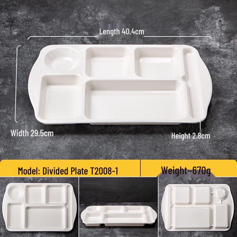 JINMEILI Melamine 5-Compartment Divided Dinner Plate
