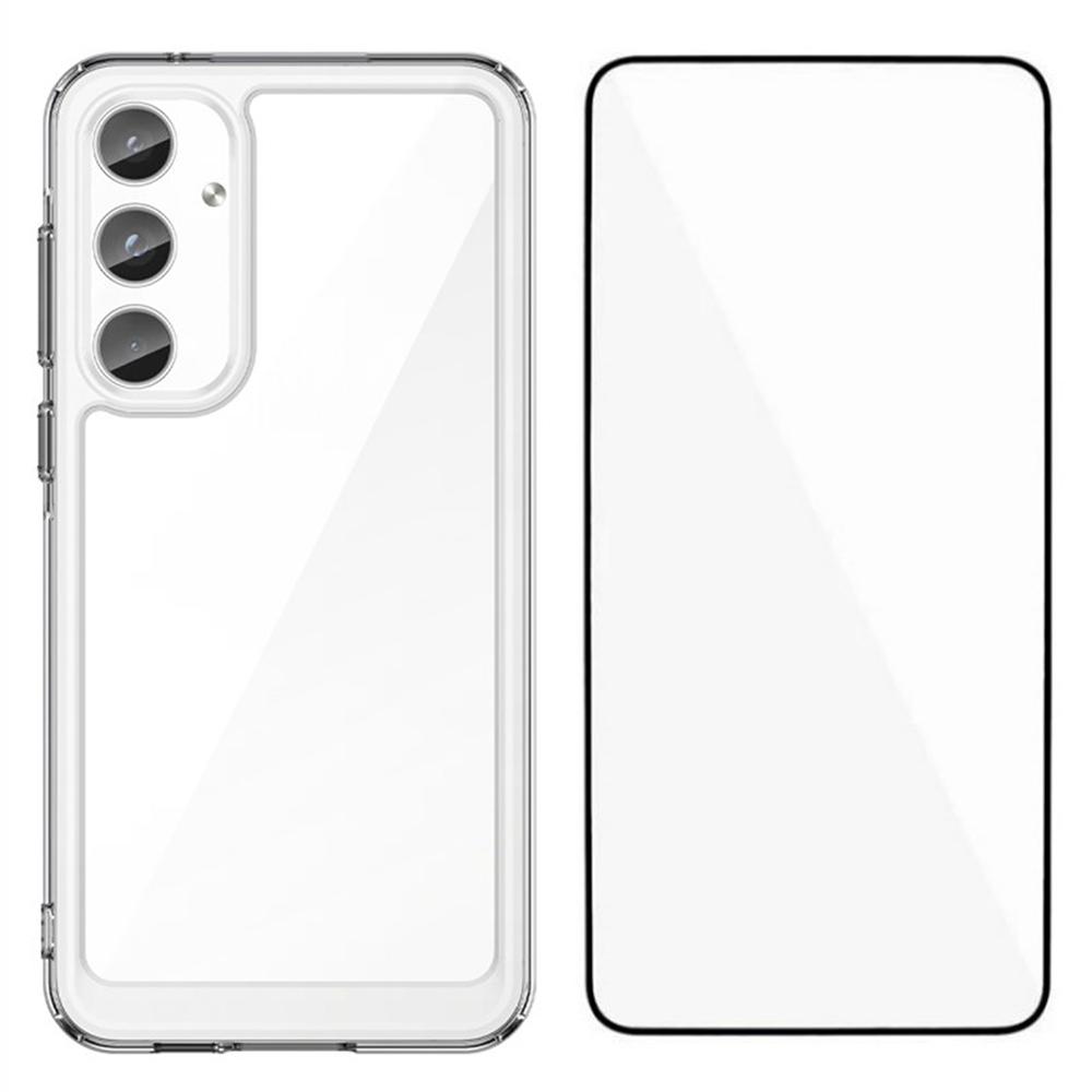 

WANLONFENG Серія MF для Samsung Galaxy A35 5G Чохол TPU+Акрил Прозора накладка для телефону із захисною плівкою із загартованого скла Style A