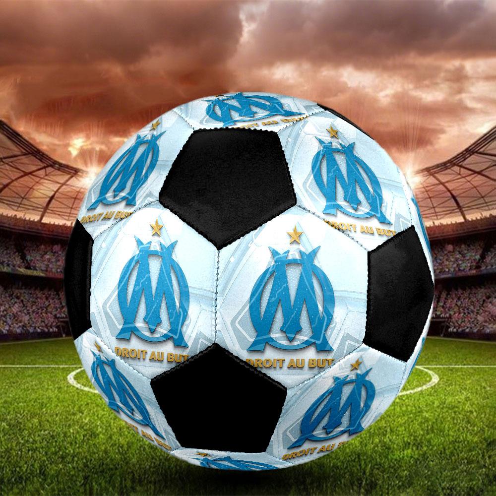 1PC Olympique De Marseille Size 5 Soccer Ball PrahaIndoor Soccer Ball Colorful All Ages Machine Stitched PVC Competition Ready Durable High-Bounce
