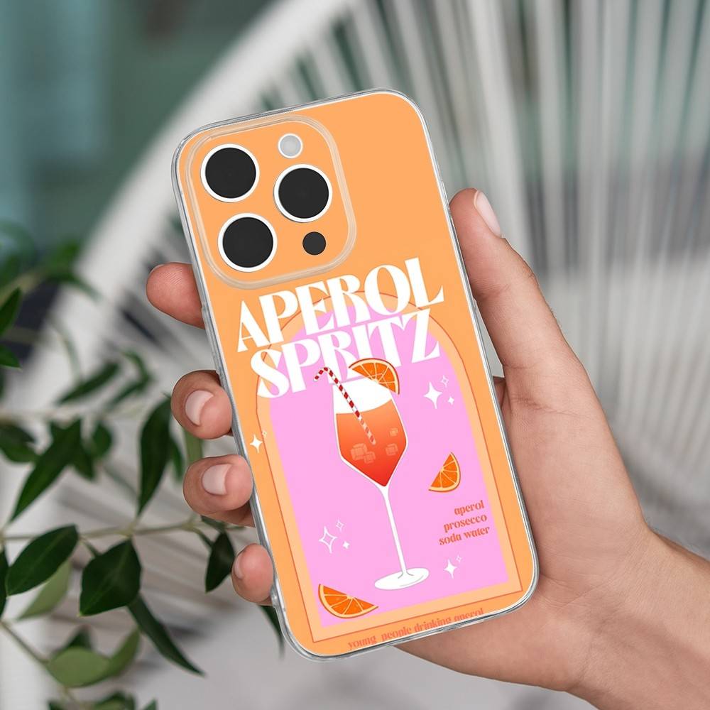 Aperol Spritz Kunst Handyhülle Für iPhone 16,15,14,13,12,11 Pro,Max,Plus,X,XS,XR,SE,Mini Transparent Silikon Weich