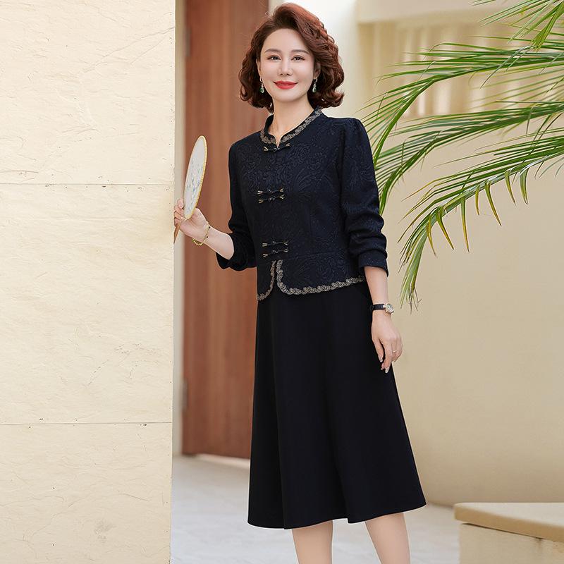 Rochie Falsă Două Piese Primăvară & Toamnă 2025: Stil Național Șic pentru Femei de Vârstă Mijlocie și Vârstnice