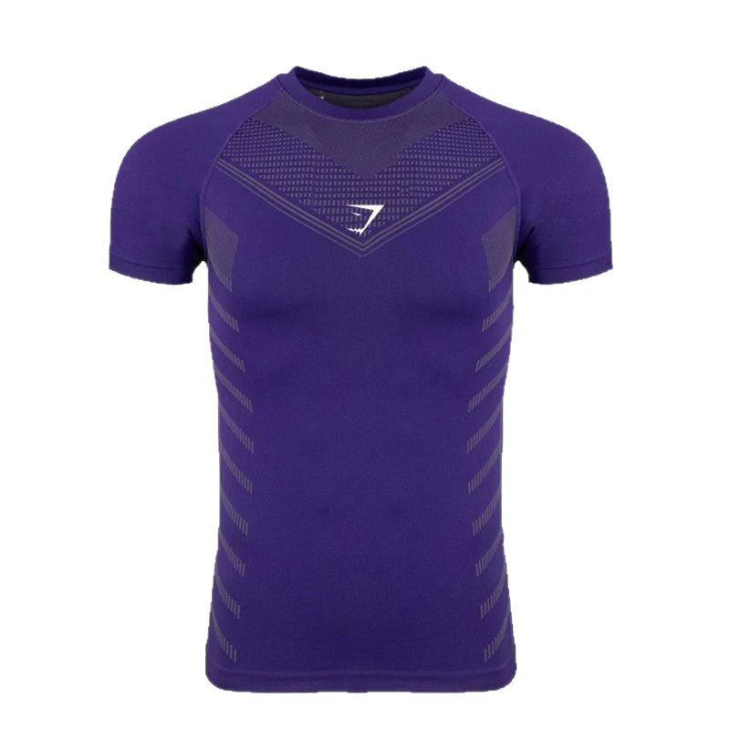 European Men's Cross-Border High Elastic Fitness Bodysuit - Short Sleeve Sports T-Shirt