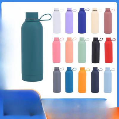 Stainless Steel American Small Mouth Bottle Thermos Cup with Rope Portable Rubber Paint Outdoor Sports Water Cup
