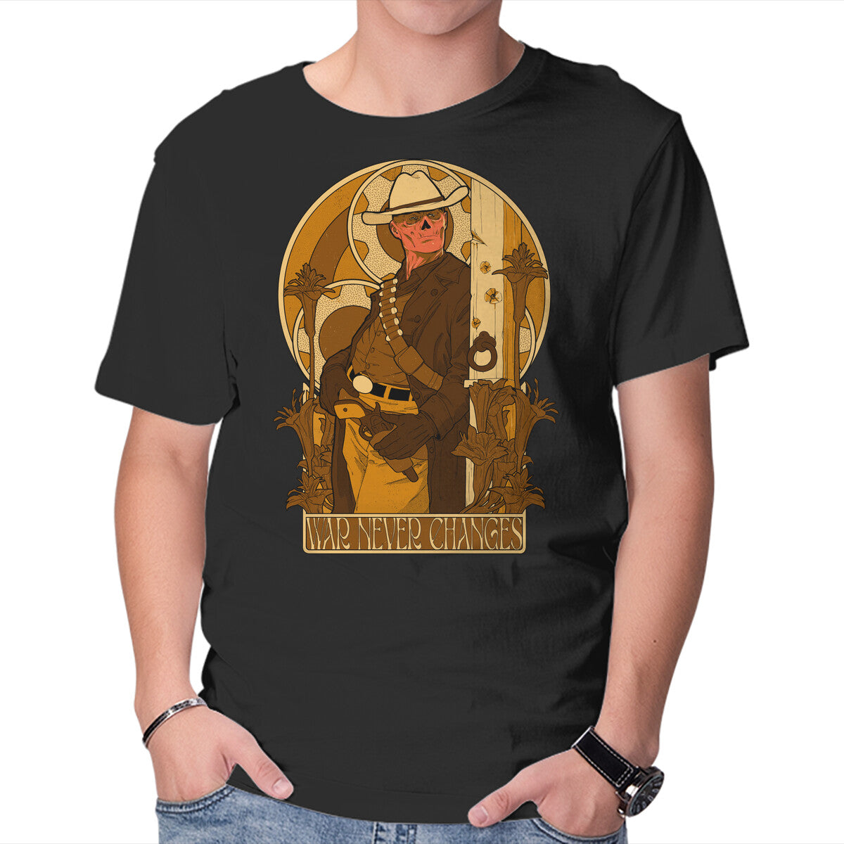 Unisex Crew Neck T-Shirt War Never Changes Graphic Short Sleeve Casual Tee M