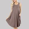 Women's Spring and Summer Sleeveless Pocket Casual Round Neck Vest Dress