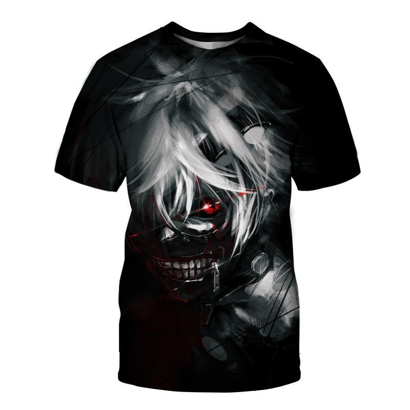 Men's Tokyo Ghost Loose Digital Printed 3D Round Neck Short Sleeved T-shirt