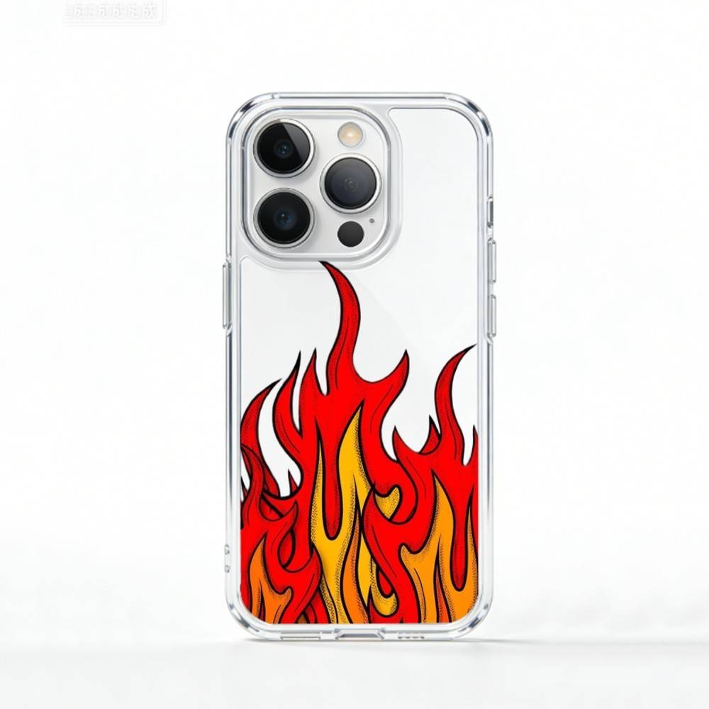 

КРУТОЙ Модный Огонь Чехол для Телефона Для iPhone 17 16 15 14 13 12 11 Mini Pro Max Plus Прозрачный Чехол iPhone16promax