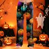 Women's Pants with Drawstring and Halloween Print for Casual Sleepwear