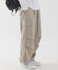 PIANER Nylon One-Pleat Cargo Parachute Pants (Beige)