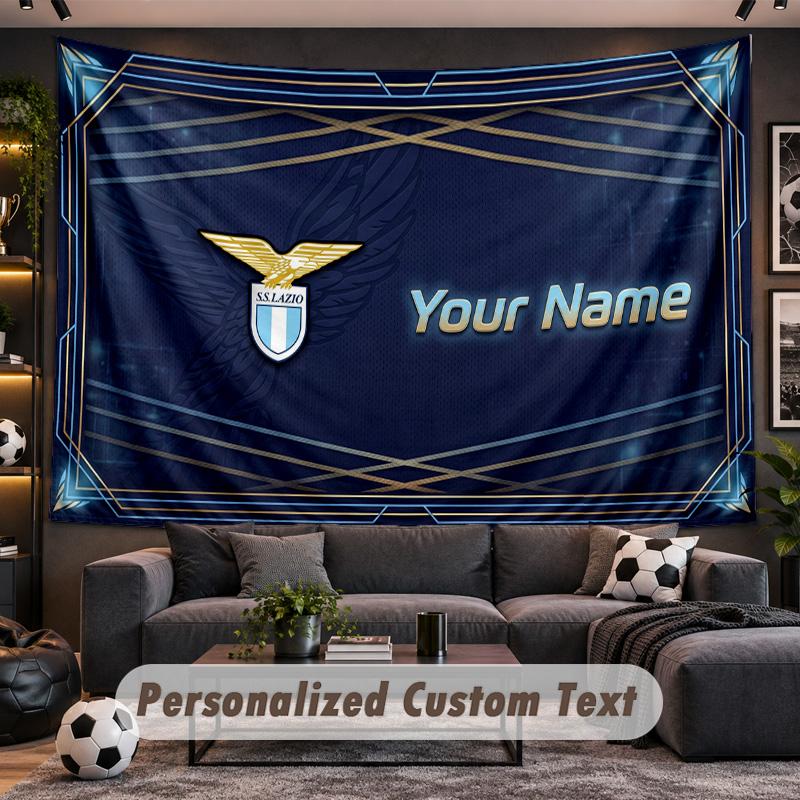 Lazio FC Personalized Tapestry Support Custom Name, Wall Art Home Decoration