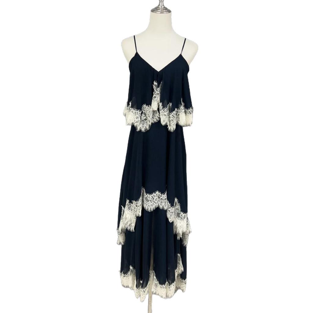 Misty Blue Lace Patchwork Camisole Dress - Spring 2026