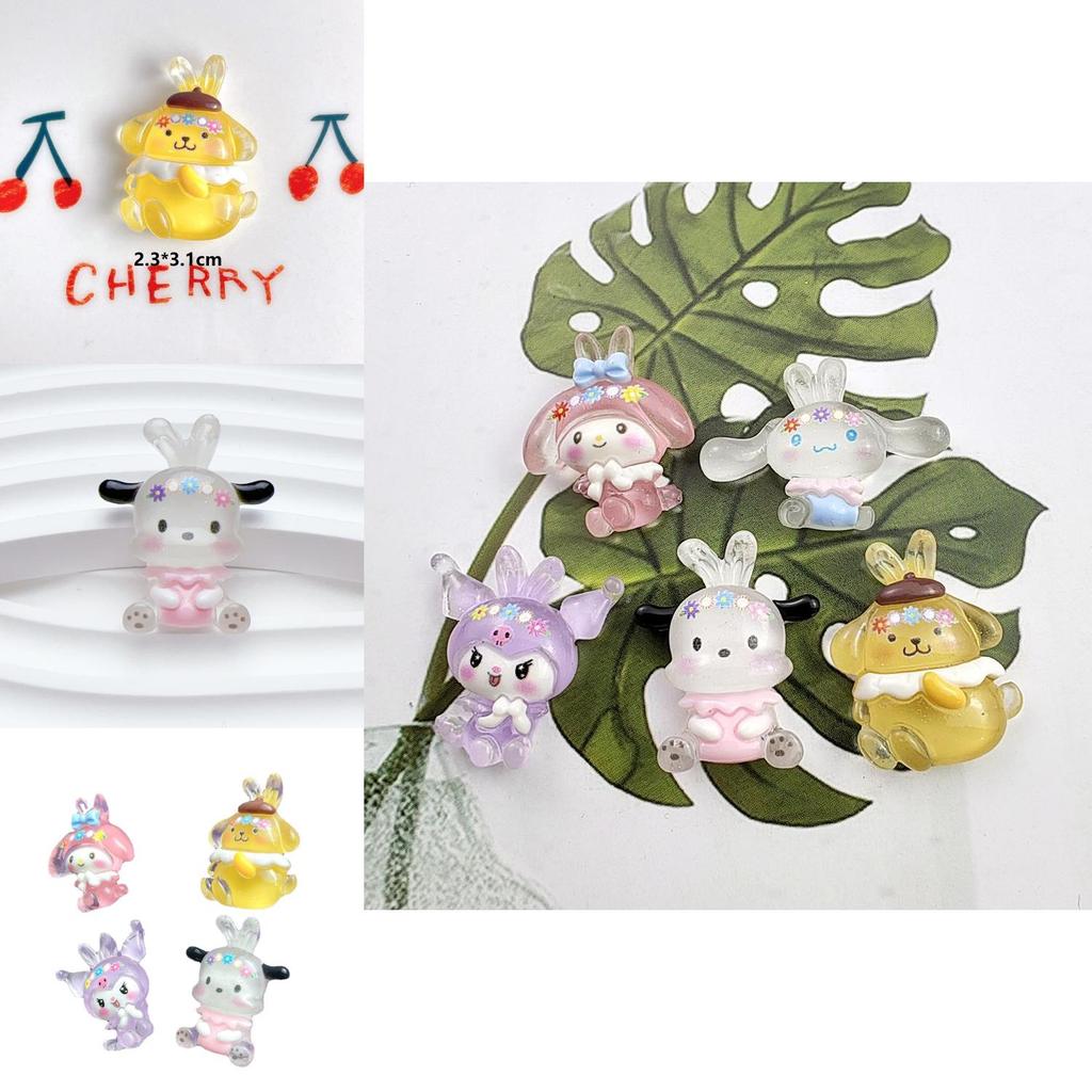 Lovely Cartoon Animal Resin Decorations For Diy Crafts Cream Gel Material