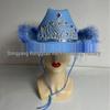 In-Stock Pink & Silver Fringed Rhinestone Crown Velour Western Cowboy Hat