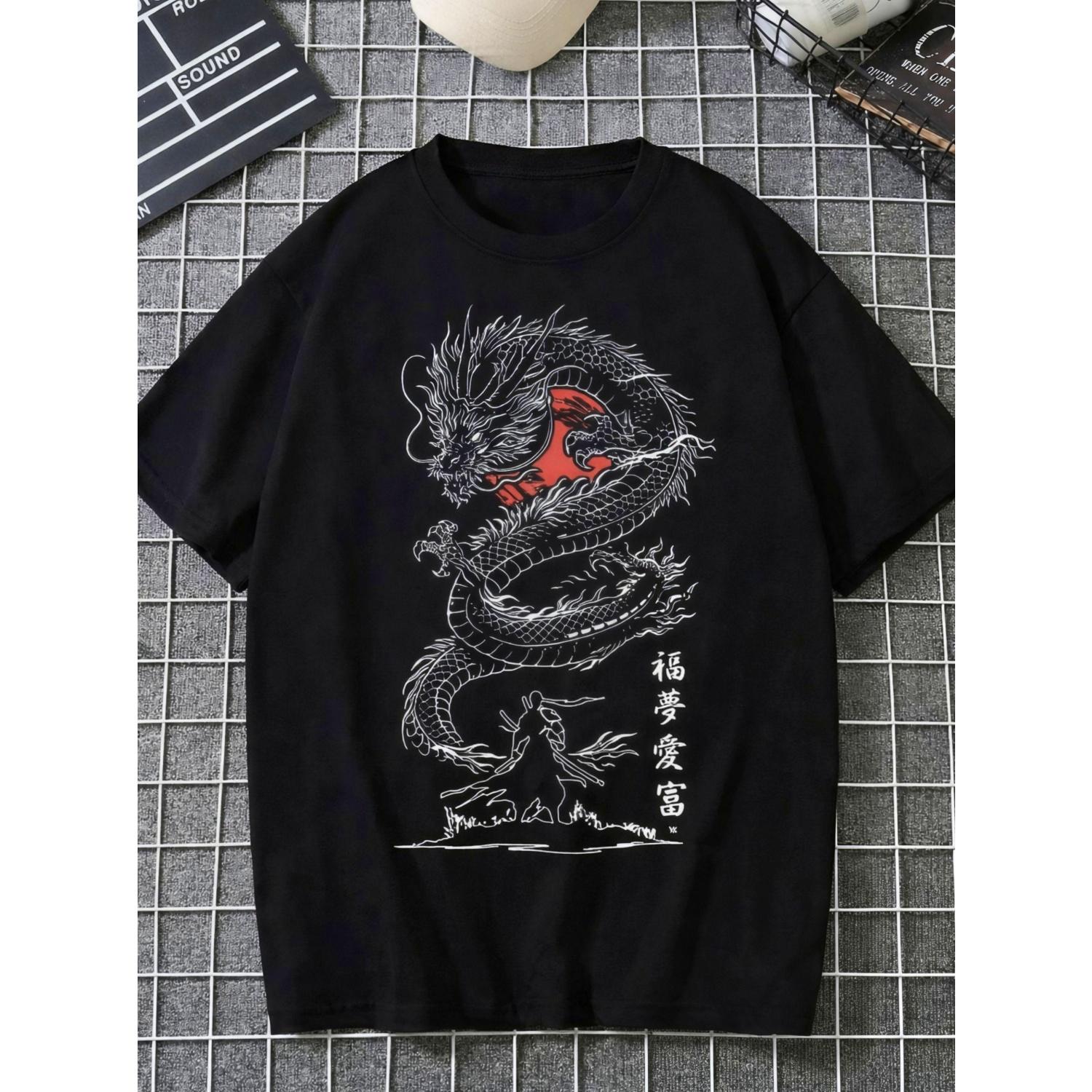 

Dragon Totem Graphic Printed Oversized Y2k Men Women Short Sleeves Fashion Casual Cotton Streetwear Harajuku Female Male Clothing XXXXXL