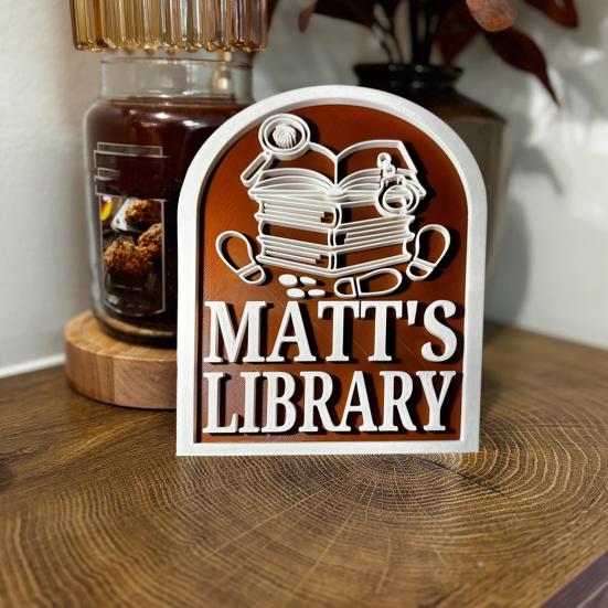 Personalized Library Sign 3D Bookshelf Book Store Decor for Home Library or Reading Nook Bookish Gifts for Book Lovers Reader Women Students
