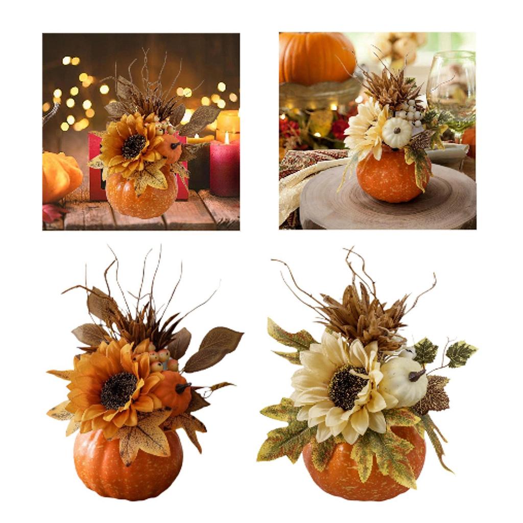 Artificial Pumpkin Flower Photography Props Floral Arrangement Fall Ornament for
