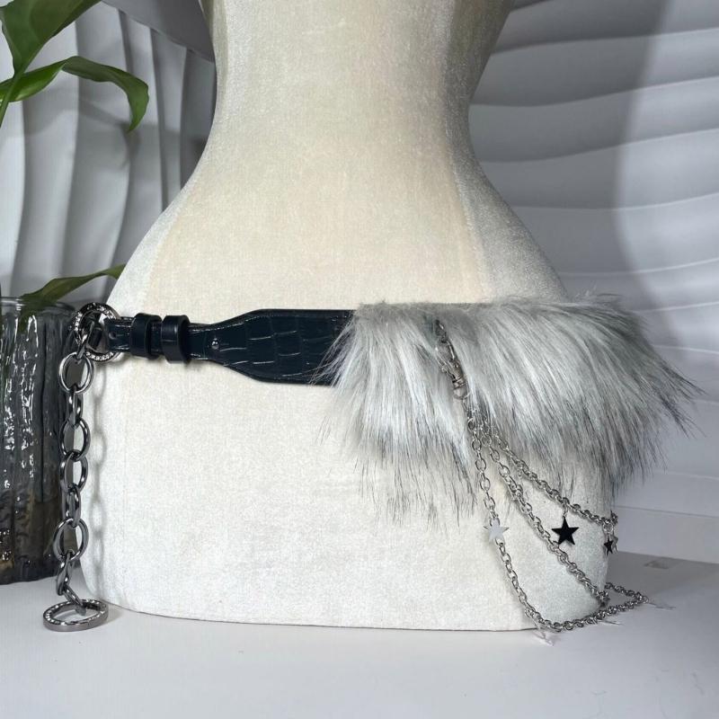 Furred Waist Belt Belly Chain for Dress Chain Belt for Women Waist Chain Belt Cowboy Waist Chain Luxurious Belt