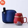 Hi Ceramic Teacup with Infuser and Lid Portable Travel Coffee Cup with Filter and Bag 320ML