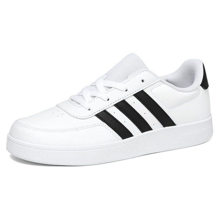Adidas Breaknet 2.0 Leather Casual Kids Non-Slip Shock Absorbing Durable Low-Top Skate Shoes Unisex Sneakers Black White HP8956