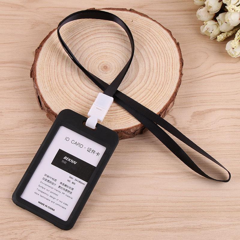 

Держатели кредитных карт с именем, шейный ремень из полиуретана, держатель для удостоверения личности для автобуса, студенческий детский бейдж с ремешком чёрный