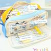 Handheld Pen Bag Contrast Color Stationery Bag Stationery Storing Bag  School Office